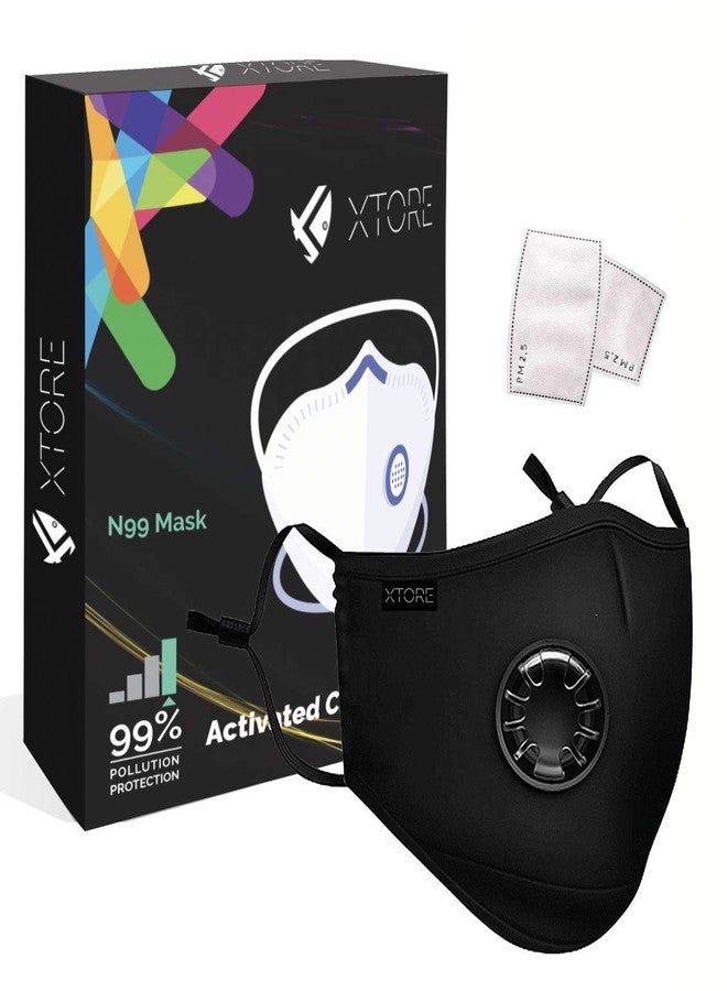 Xtore FDA CE Certified N95 Washable mask with Replaceable 5 layer filter- (Pack of 1 mask and 2 filters) - Image 1